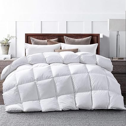 Hombys Luxurious All Season White Goose Comforter Down Duvet Insert Kingcali King Size Hypo Allergenic 65oz Fill Weight 100 Cotton Cover Down Proof