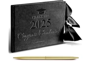 Panelee Graduation Guest Book with Pen Velvet Black Graduation Guest Book Bow Design 2025 Graduation Guest Sign in Book Memory Guest Book for High College Graduation Gifts, 7 x 9 Inch