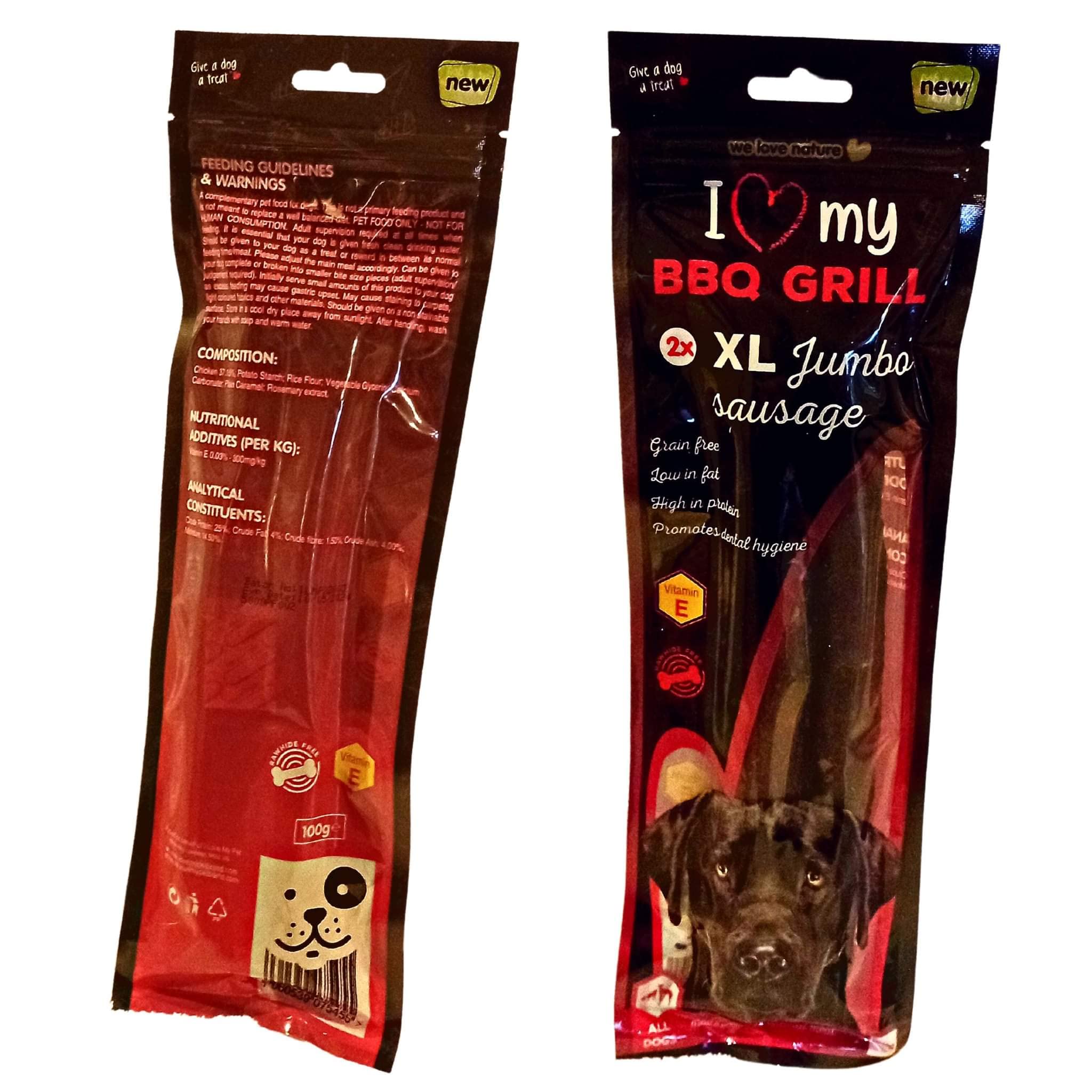 XL Jumbo Sausage dog treat plain sausage 100g