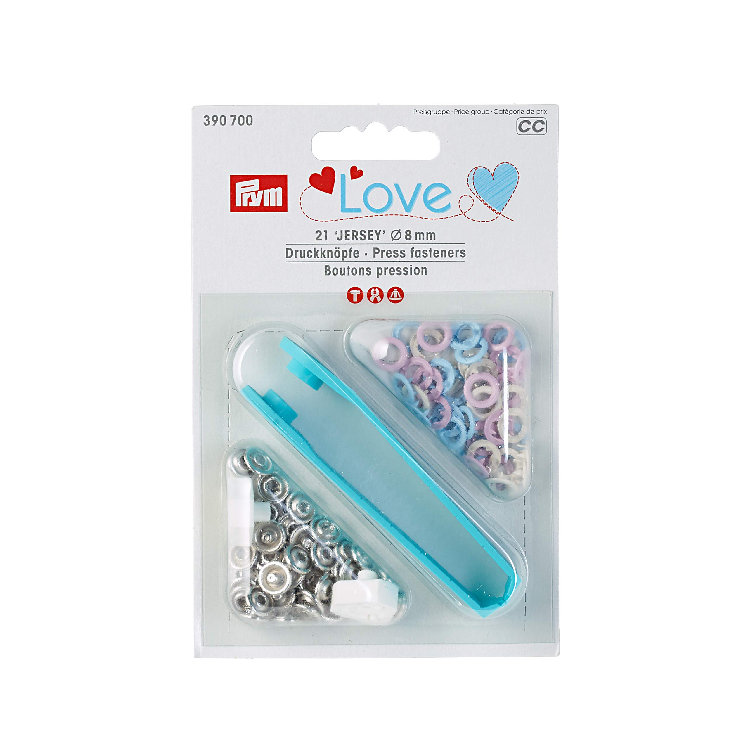 Prym - Prym Love Jersey Pink, Light-Blue, Pearl (8mm) Press Fasteners - 1 Unit