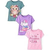 The Children's Place Baby-Girls and Toddler School,Learning Short Sleeve Graphic T-Shirts,3 Pack