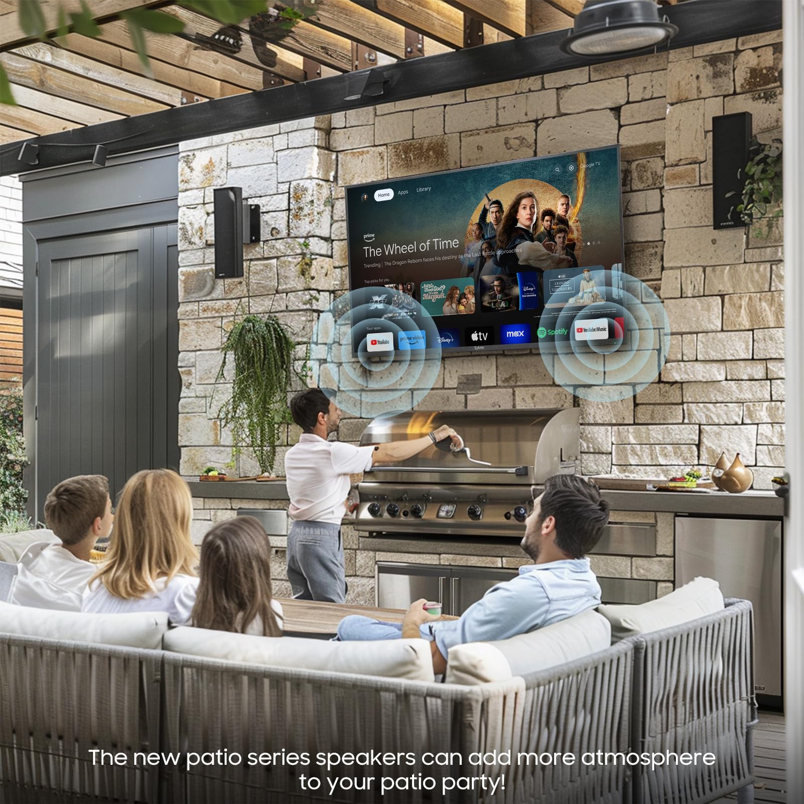 SYLVOX 50 Inch Outdoor Smart Television Weatherproof Google TV, 4K 700NIT High Brightness Temperature Resistant IP55 Waterproof TVs, Anti-Scratch, Suitable for Partial Sun (Patio Series)