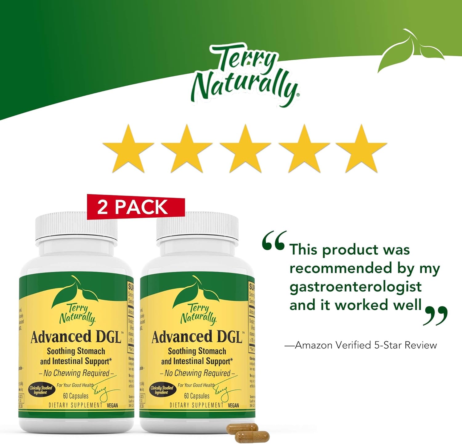 Terry Naturally Advanced DGL (2 Pack) 75 mg Licorice, 3.5 Glabridin