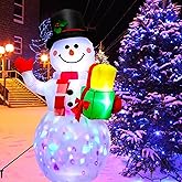 PIPIMOUSE 5FT Christmas Inflatables Snowman with Rotating Lights, Blow Up Snowman Outdoor Decoration LED Lighted Snow Man Christmas Decor for Yard Patio Garden Lawn Xmas Holiday Indoor Party