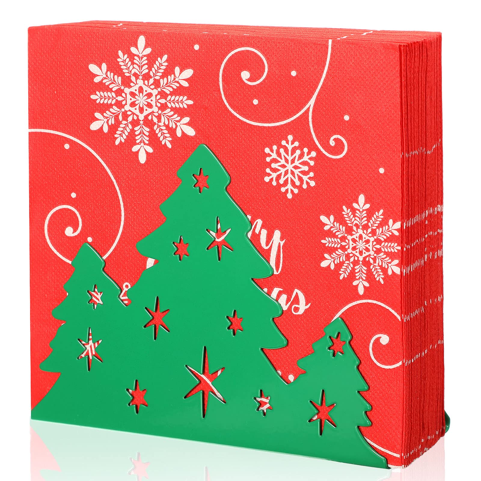 Photo 1 of 1 Pcs Napkin Holders for Tables Christmas Tree Design Napkin Holders Table Tissue Dispenser Modern Paper Napkin Holder for Kitchen Farmhouse Restaurant Indoor Decoration 6.3 x 4.8 x 2.5 Inch (Green)