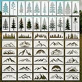 OOTSR 50Pcs Mountain Tree Painting Stencils for Craft Reusable, 2"x4" Pine Tree Drawing Craft Stencils DIY, Stencils Template