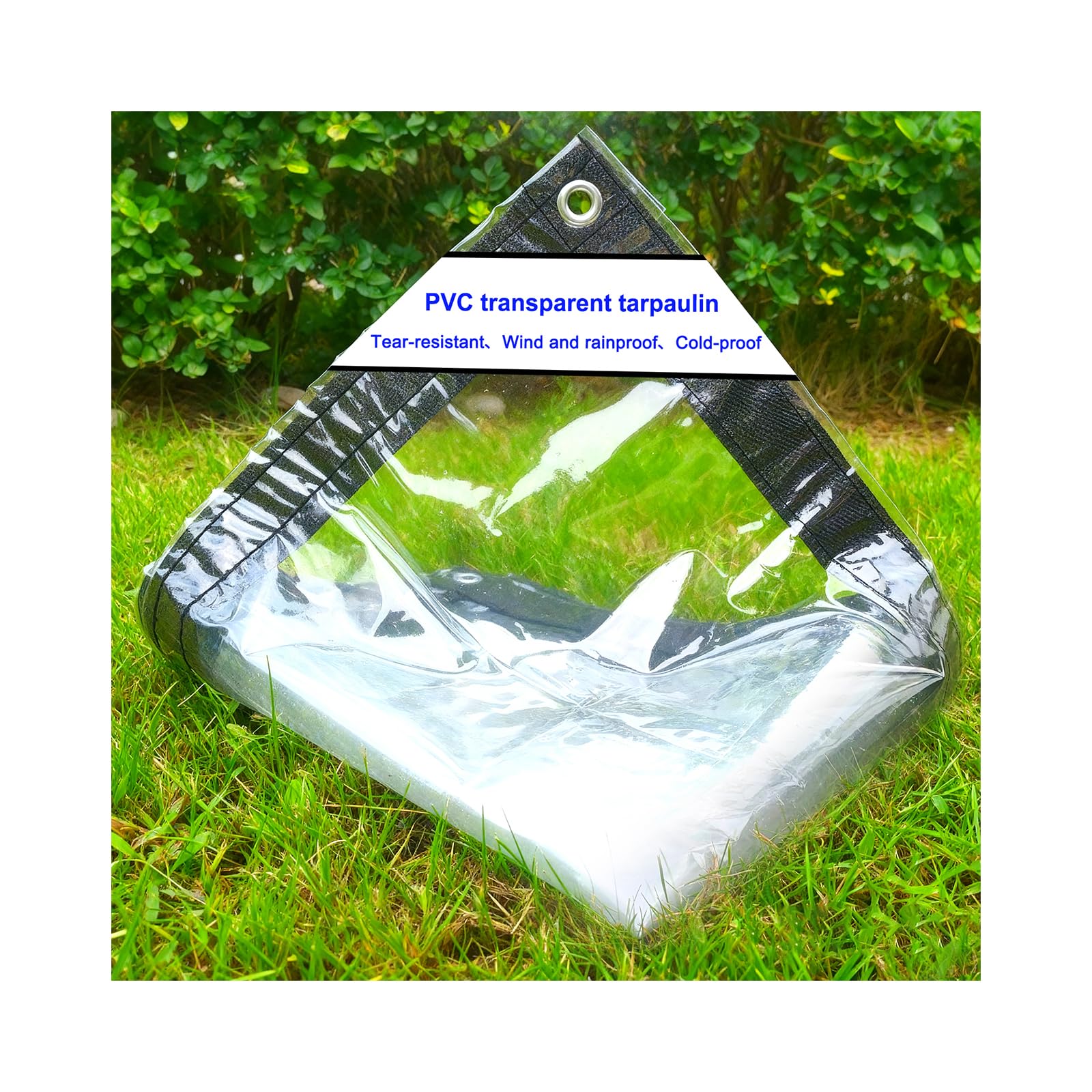 SDFVSDF Transparent Tarpaulin with Eyelets, Waterproof Tarpaulin Transparent, 0.3 mm PVC Plastic Tarpaulin for Patio, Gazebo, Terraces, Wind Protection, Outdoor Area, 420 g/m², Size: 2 m x 2 m