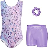 Zaclotre Gymnastics Leotards for Girls Sparkly Sleeveless Dance Unitards Biketards with Gym Shorts
