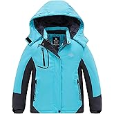 wantdo Girls' Waterproof Winter Coat Fleece Ski Jacket Hooded Snow Coat Warm Raincoat Outerwear