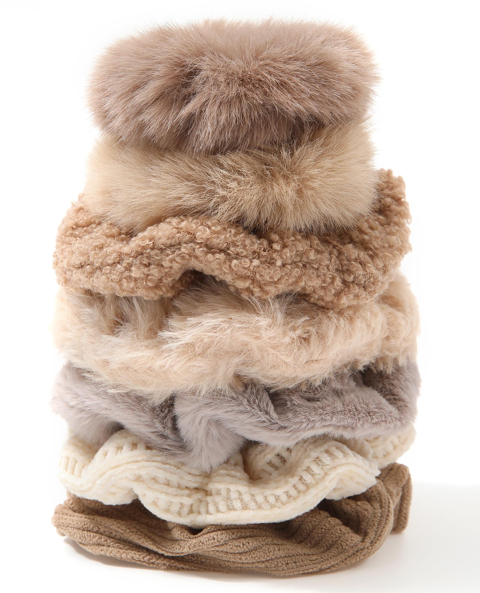 Photo 1 of Ufgin 7 PCS Furry Scrunchies -Elastic Hair Scrunchies Fur Hair Ties Ponytail Holder Hair Bands Fuzzy Hair Accessories for Women and Girls (Khaki 7PCS)