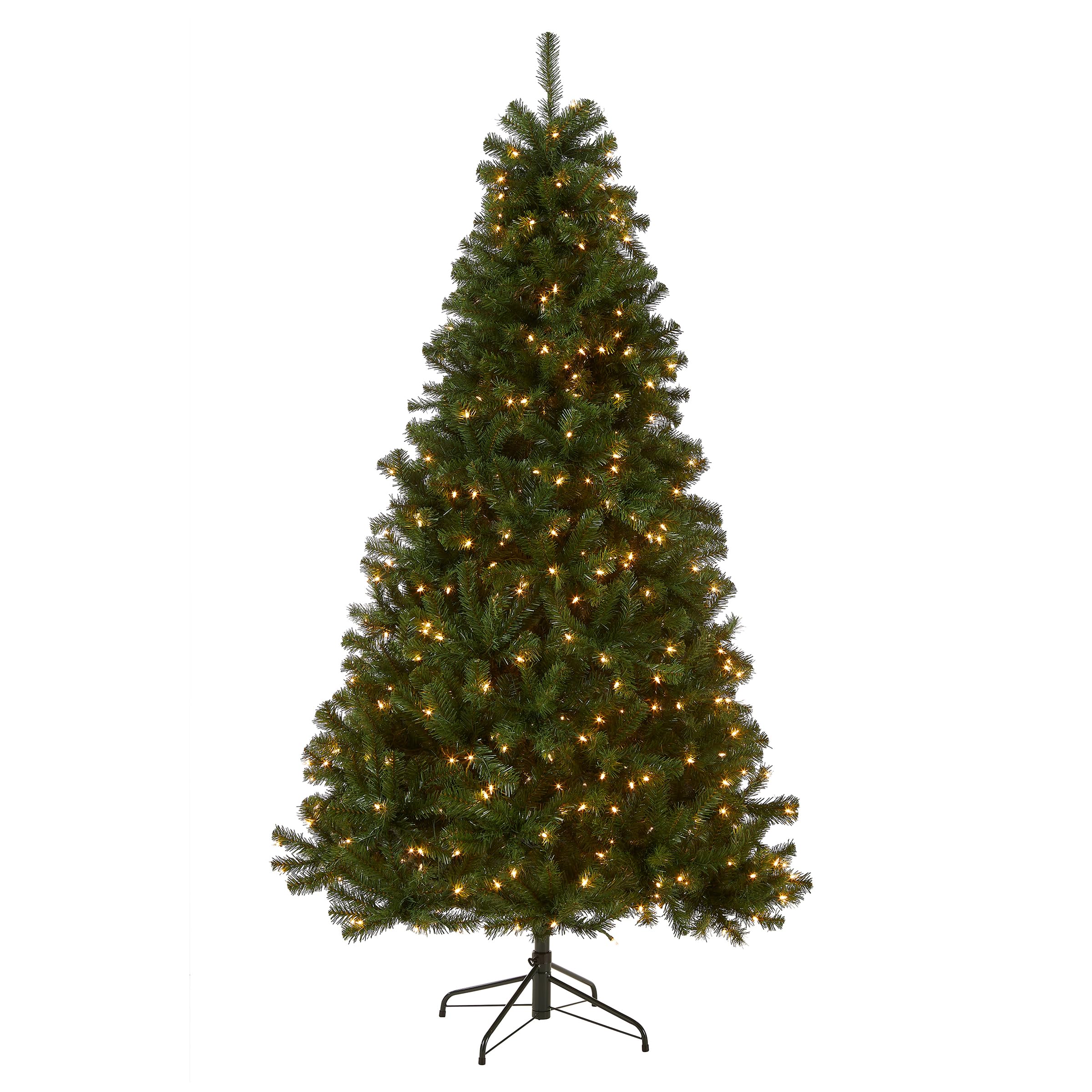 Photo 1 of National Tree Company 7 ft Pre-Lit North Valley Spruce Artificial Christmas Tree, 500 Clear Lights, 1,096 Tips, Includes Stand, Green