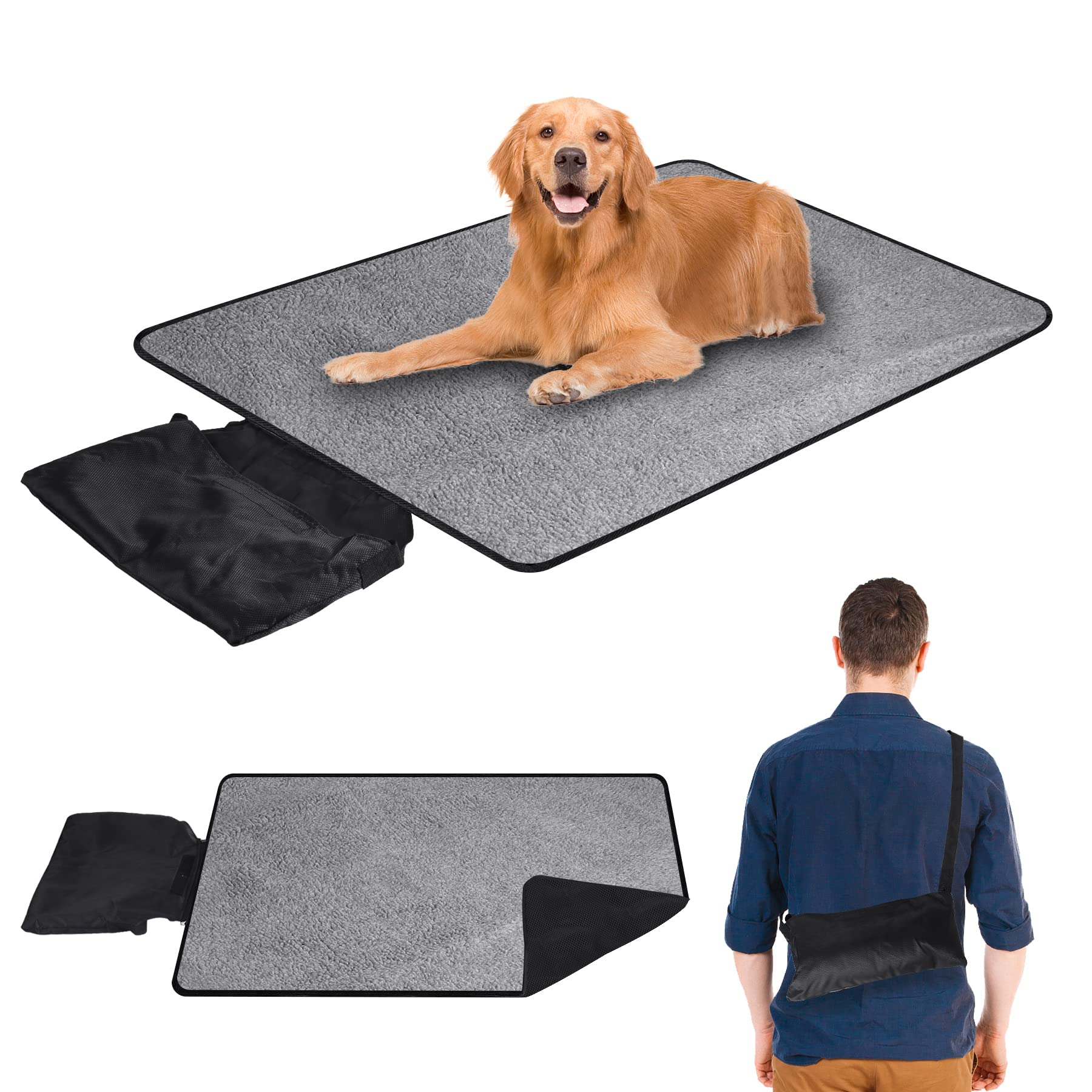 Vehipa Tappetino per Cani Pieghevole 95 x 65 cm, Cuscino Impermeabile per Cani da Esterno, Tappetino da Viaggio per Cani e Gatti, Uso Interno e Campeggio