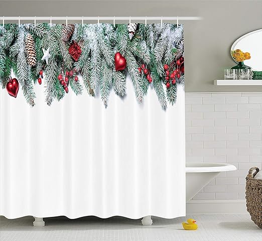 Amazon Com Big Buy Store Christmas Shower Curtain Snowy Xmas