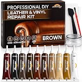 Leather Repair Kit &amp; Vinyl Repair Kit for Furniture &amp; Couches, 10 Colors | 10 mixable colors for custom matching; fixes tears, cracks, scratches, holes &amp; peeling on leather, vinyl &amp; faux leather.