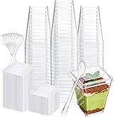 Pryntono 120 Pack 5 oz Plastic Dessert Cups with Lids and Spoons, Clear Mini Dessert Shooter Cups for Pudding, Fruit and Ice Cream