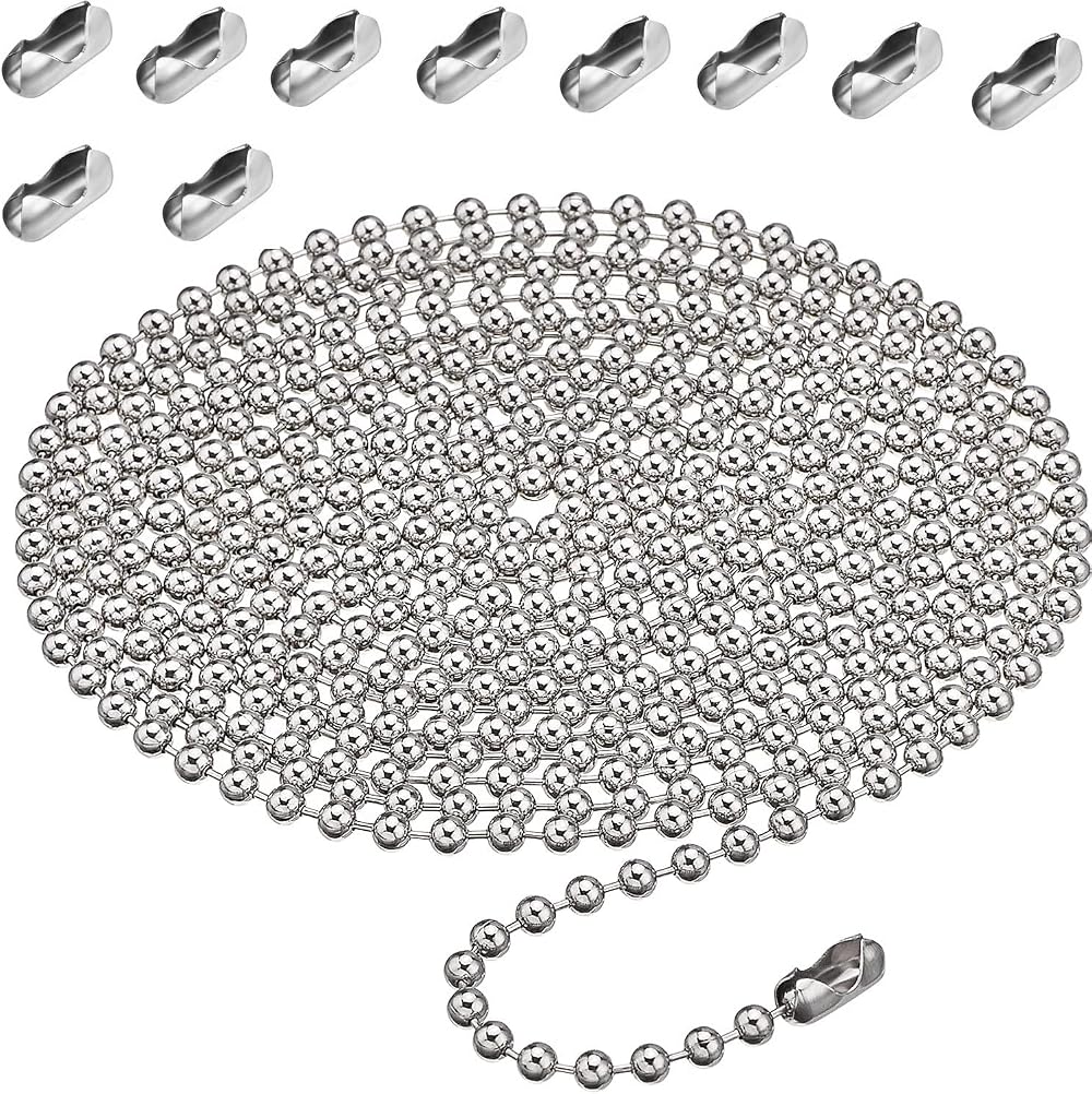 Kuou 4 Meter Beaded Pull Chain Extension 4.5mm Silver Roller Blind Chain 10