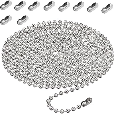 Kuou 4 Meter Beaded Pull Chain Extension 4.5mm Silver Roller Blind Chain 10