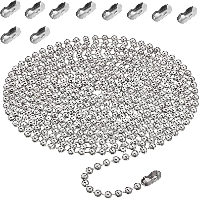 Kuou 4 Meter Beaded Pull Chain Extension 4.5mm Silver Roller Blind Chain 10