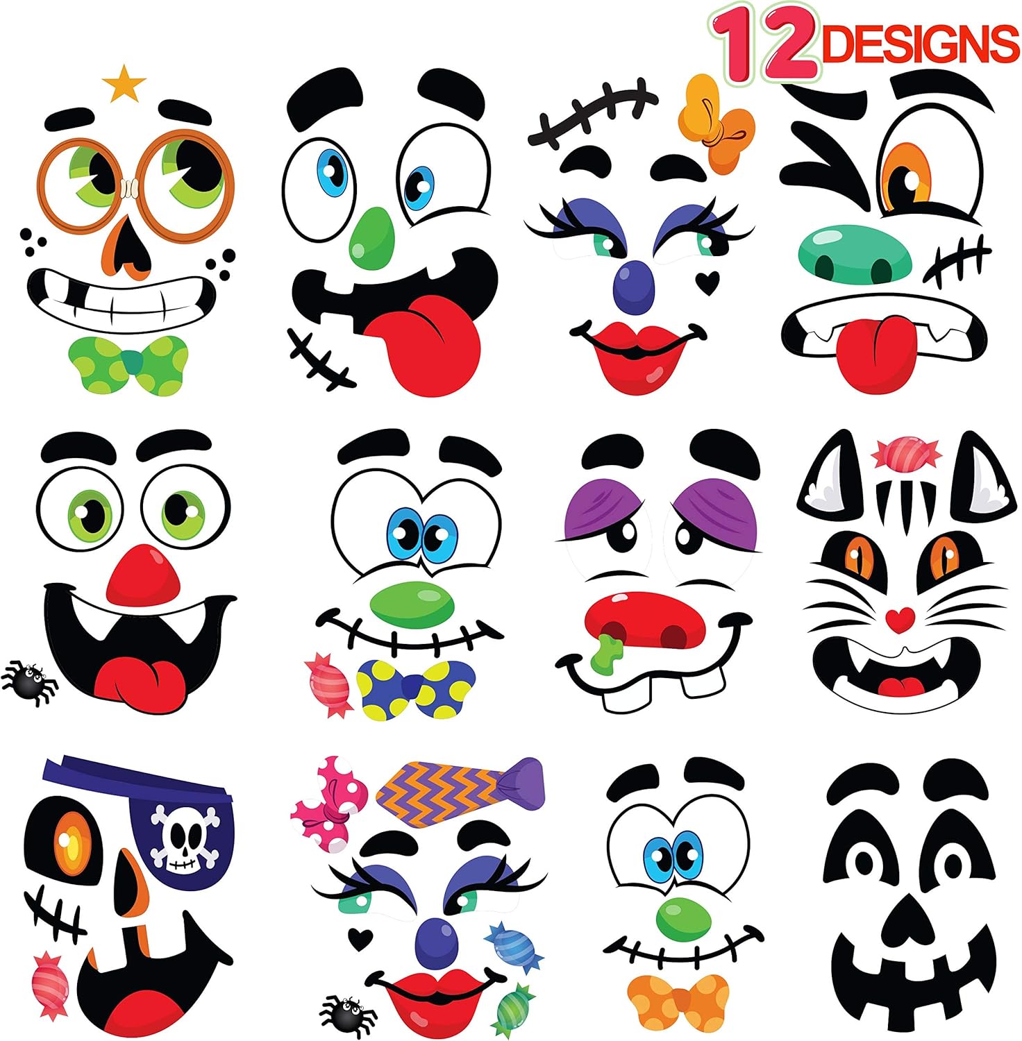 JOYIN Make 40 Faces Pumpkin Decorating Stickers with 18 Sticker Sheets in 12 Different Designs and Sizes Halloween Party Supplies Trick or Treat Party Favors: Toys & Games