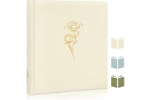 KUWORD Rose Acid-Free Scrapbook Album - DIY Photo Organizer with Flexible Layouts for 3x5 to 8x10 Photos, Wedding & Baby Memory Book, Creative Family Journal with Writing Space, Beige