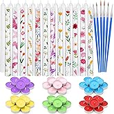 MTLEE 78 Pcs DIY Candle Painting Kit Include 12 White Taper Candles 60 Colored Tealight Candles 6 Paint Brushes for Crafts Birthday Wedding Party Favors(Multi Color)