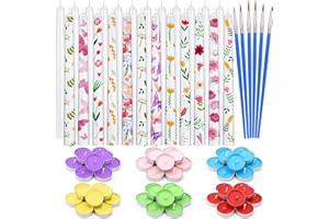 MTLEE 78 Pcs DIY Candle Painting Kit Include 12 White Taper Candles 60 Colored Tealight Candles 6 Paint Brushes for Crafts Birthday Wedding Party Favors(Multi Color)