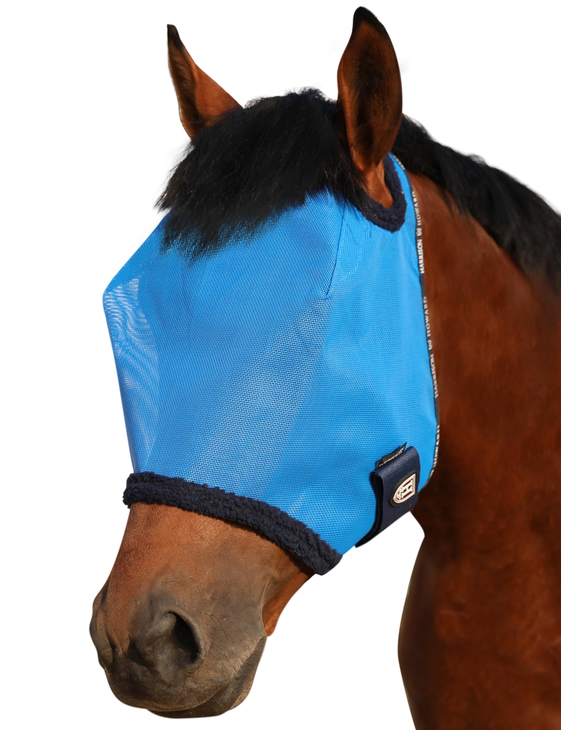 Harrison Howard All-Round Mesh Horse Fly Mask UV Protective with Fleece-Padded Edging Forelock Opening Adjustable Touch-and-Go Strap — image 1