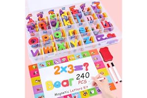 EZIGO 240Pcs Magnetic Letters Numbers for Classroom School Supplies Alphabet Magnets Fridge Foam Letters for Kids with Magnet Board Homeschool Preschool Educational Toys for Toddlers Spelling & Learning ABC