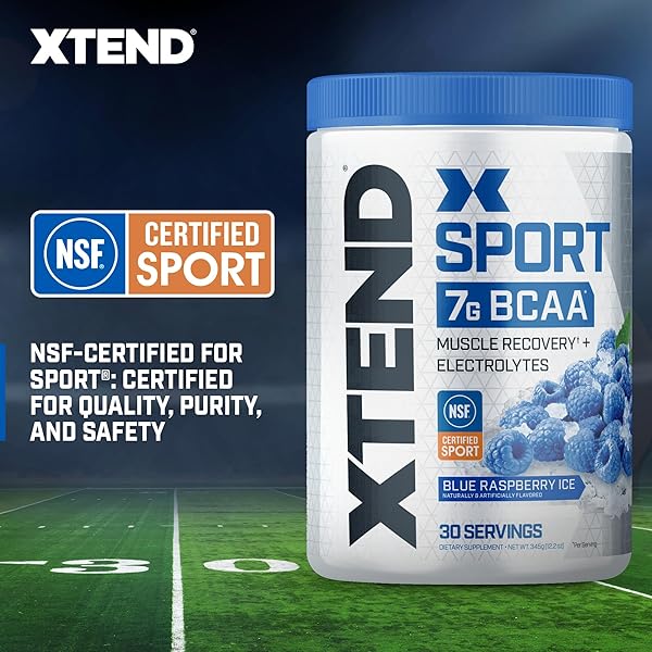 XTEND SPORT BCAA POWDER BLUE RASPBERRY ICE – ELECTROLYTE POWDER FOR RECOVERY & HYDRATION WITH AMINO ACIDS – 30 SERVINGS