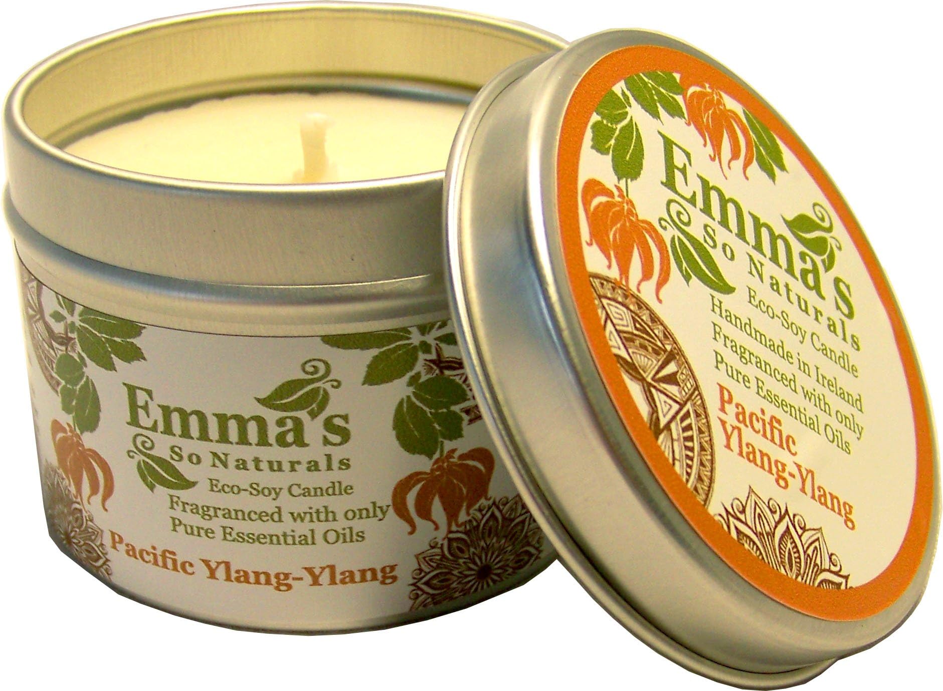 Emmas So Naturals Tin Candle, Natural Soy Wax, Palm oil free, Vegan, Hand-made, with pure essential oils of Ylang-Ylang, Lavender and Bergamot Pacific Ylang Ylang