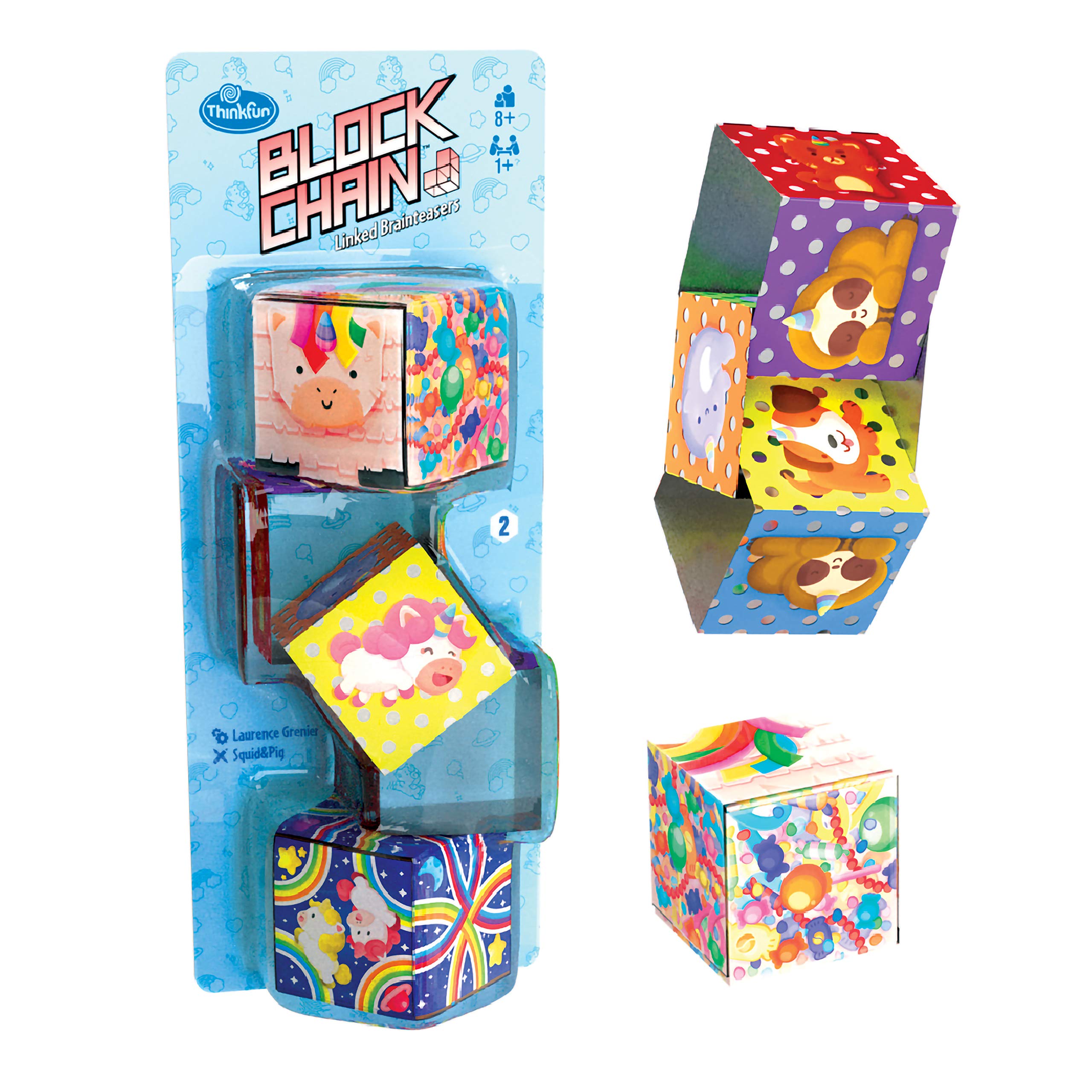 ThinkFun Block Chain Unicorns Challenge Logic Brain Game Puzzle and STEM Toy for Kids Age 8 Years Up, Multicolor,76426