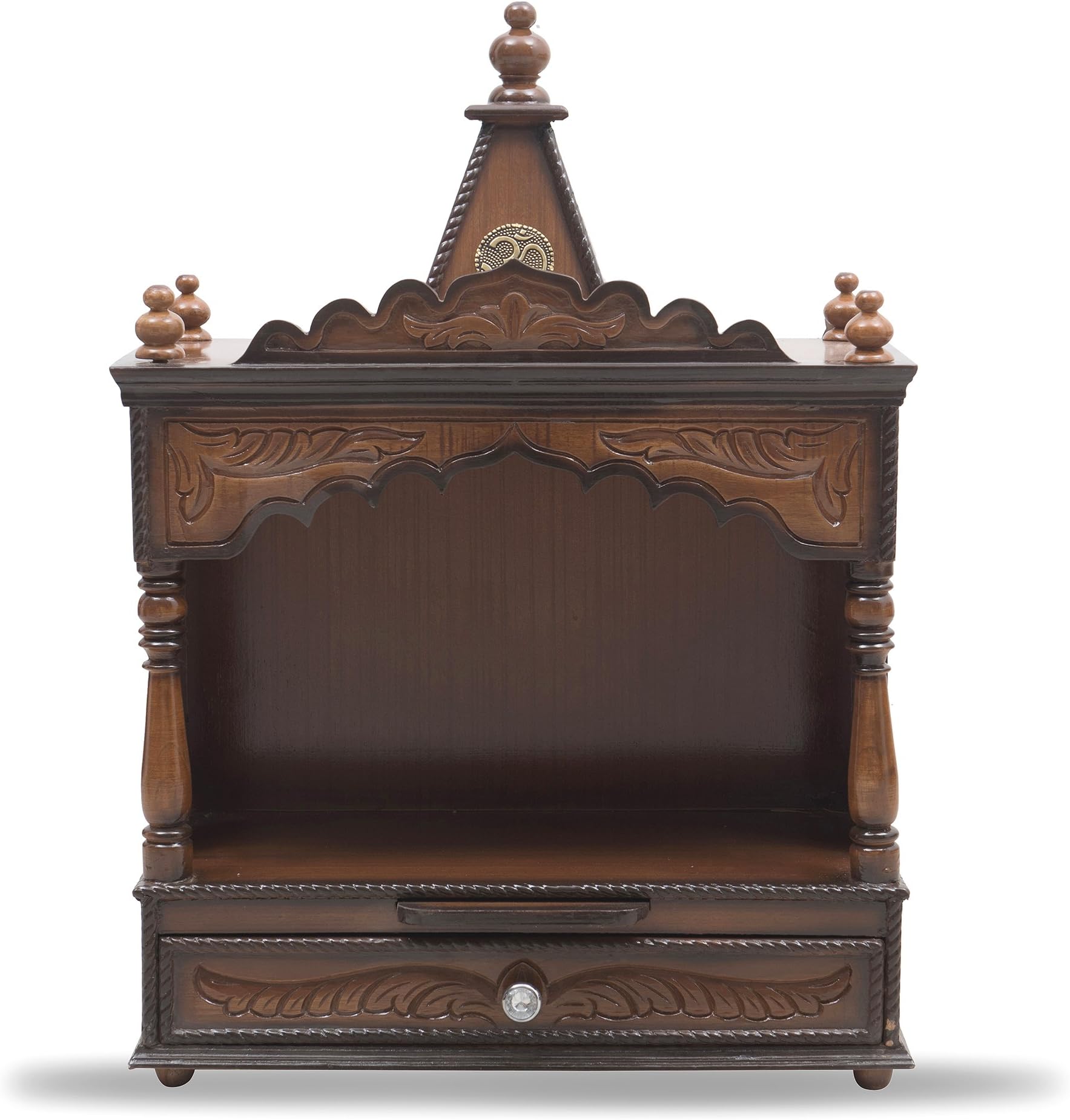 DZYN Furnitures Solid Teak Wood Home Temple in Teak (Size: 60 cms)