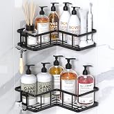 YASONIC Corner Shower Caddy Adhesive, 100% Rustproof Shower Organizer, No Drill Shower Shelf for Inside Shower, Wall-Mounted