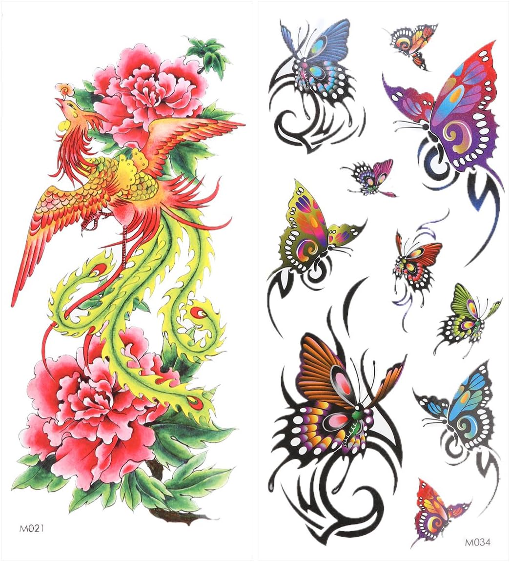 ULTNICE Temporary Tattoo Stickers for Women 3D Peony Flower Phoenix Design Easy Apply Waterproof Stick on for Adults Party Festival - Image 3