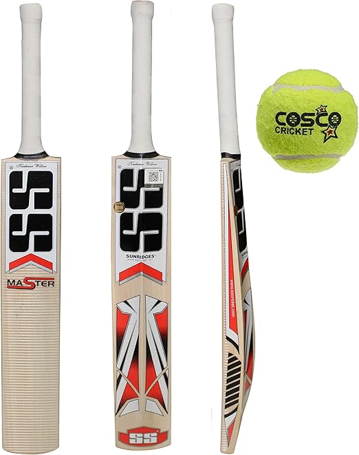 SS Master (Size 5) Cricket Bat with Free COSCO Cricket