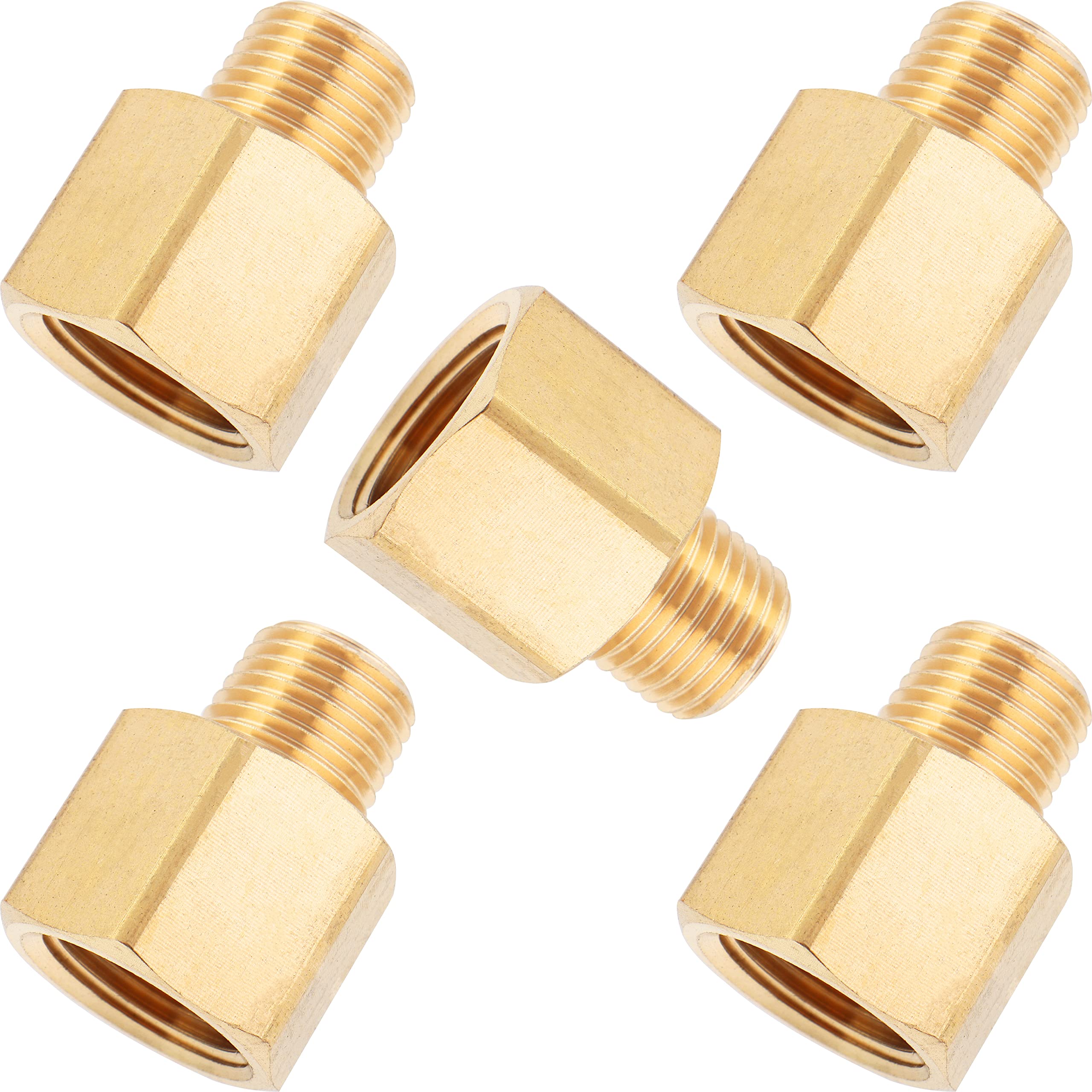 LTWFITTING Brass Pipe 3/8-Inch Female BSPP x 1/4-Inch Male BSPT Adapter Fuel Gas Air (Pack of 5)