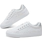 Jeekopeg Glitter Sparkly Fashion Sneakers Shoes Shiny Casual Shoes Bling Sequin Concert Low Cut Lace up Shoes