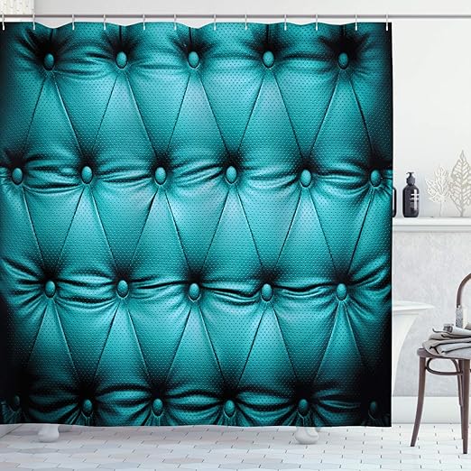 Amazon Com Ambesonne Turquoise Shower Curtain Buttoned Couch