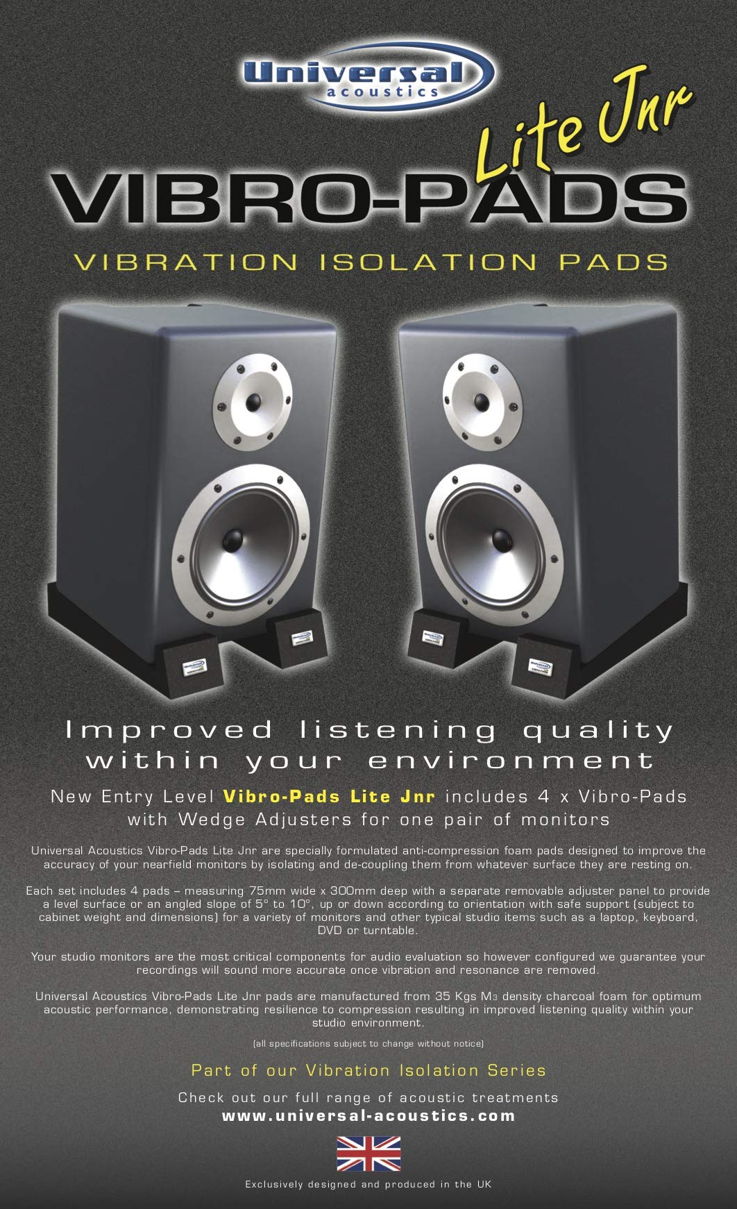 Vibro-Pads Lite Junior Speaker Isolation Pads - 1 Pack
