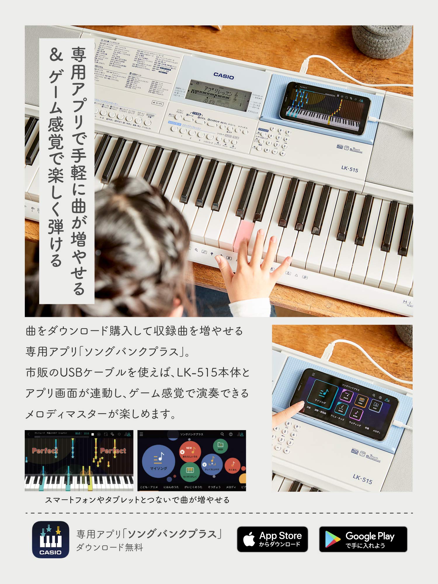 CASIO カシオ 光ナビゲーションキーボード LK-515 61鍵盤 鍵盤が光る