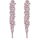 EVER FAITH Wedding Rhinestone Crystal Art Deco Statement Earring, Banquet Prom Long Chandelier Dangle Earrings for Women Bride