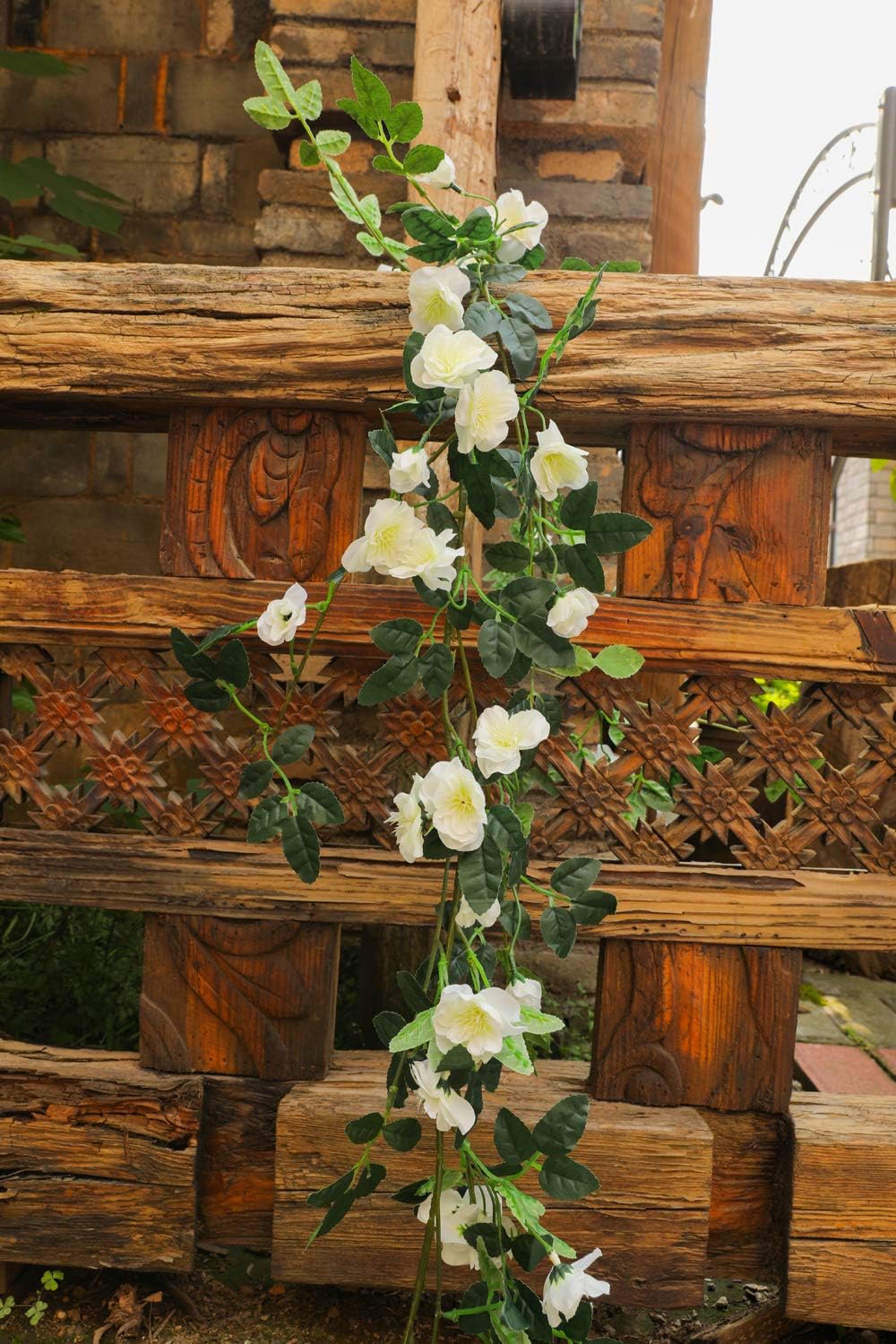 Justoyou Artificial Rose Garland Silk Flower Vine Fake Hanging Flowers Ivy Plants Leaves Murraya Paniculata For Wedding Party Garden Xmas Valentine Decor 5 7ft Purple Artificial Flowers Home Kitchen