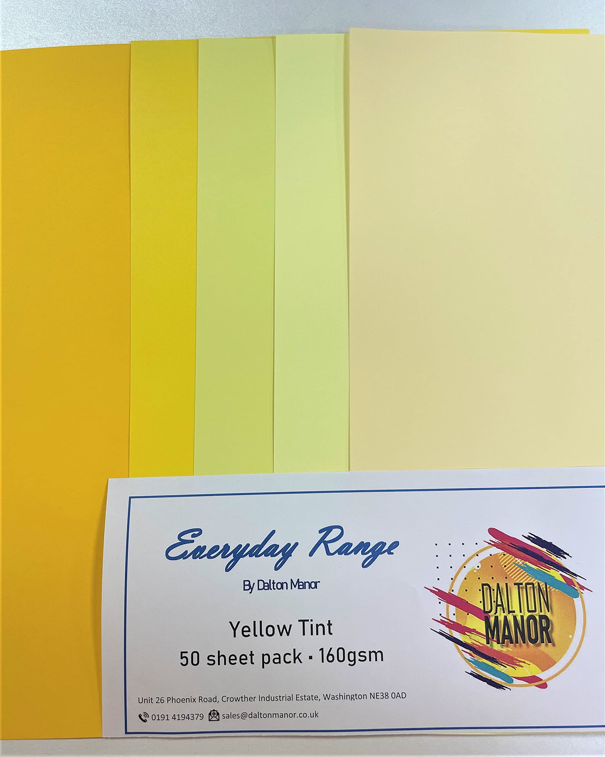 Dalton Manor 160GM Card Pack Yellow Tint 5 Colours X 10 Sheets Each,