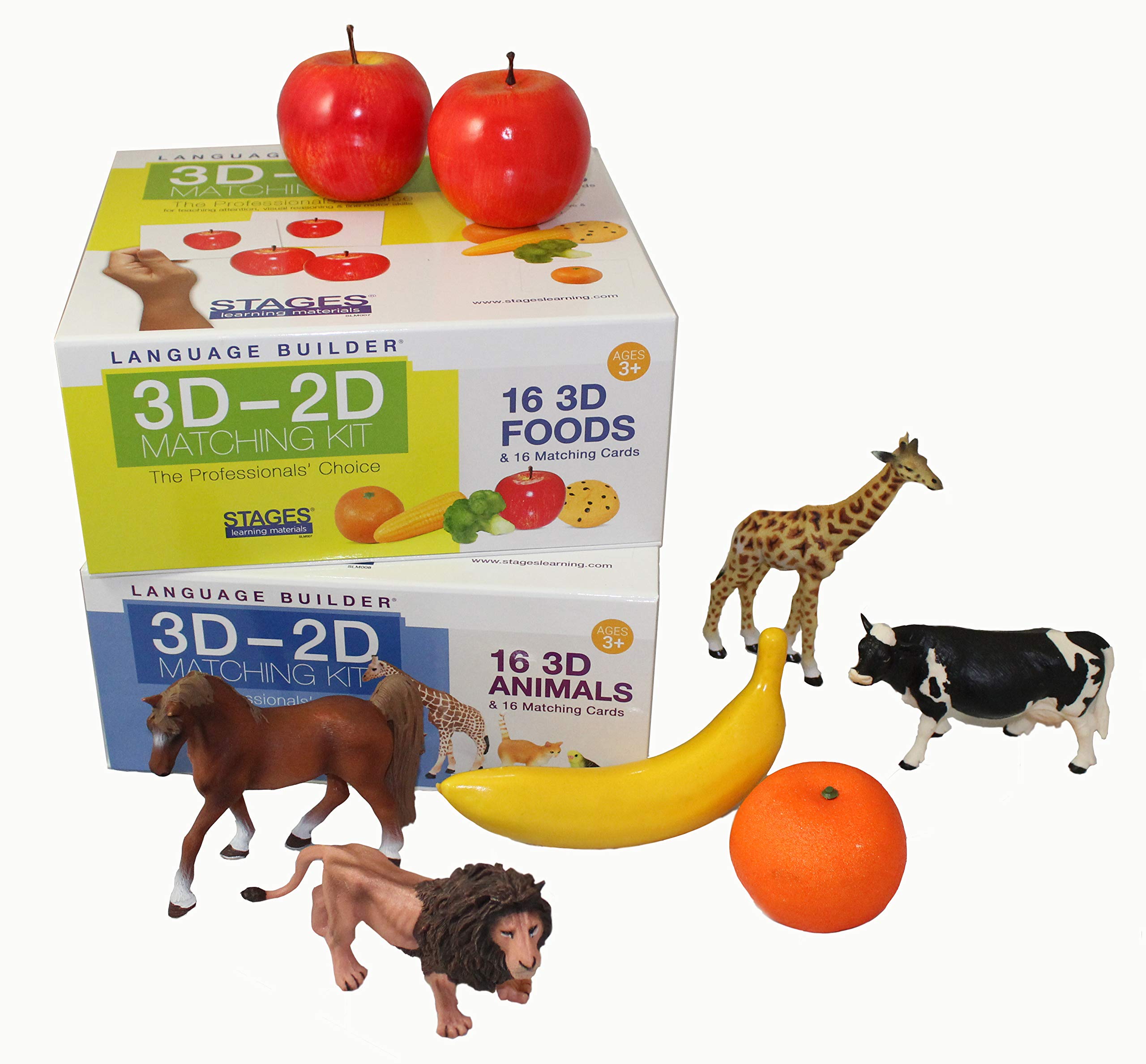 Stages Learning Language Builder Firsts Kit (3D-2D Animals Matching Kit and 3D-2D Foods Matching Kt)