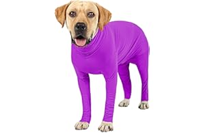 Etdane Dog Onesie After Surgery Pet Surgical Recovery Suit Anti Shedding Bodysuit for Female Male Dog Long Sleeve Claming Pajamas with Legs Purple/XL