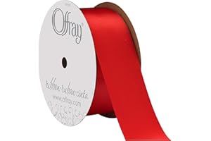 Berwick Offray 1.5" Wide Double Face Satin Ribbon, Red, 10 Yds