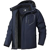 MAOYSSEN Men's Mountain Ski Jacket Winter Snow Coats Waterproof Warm Fleece Lining Jacket Parka with Hooded