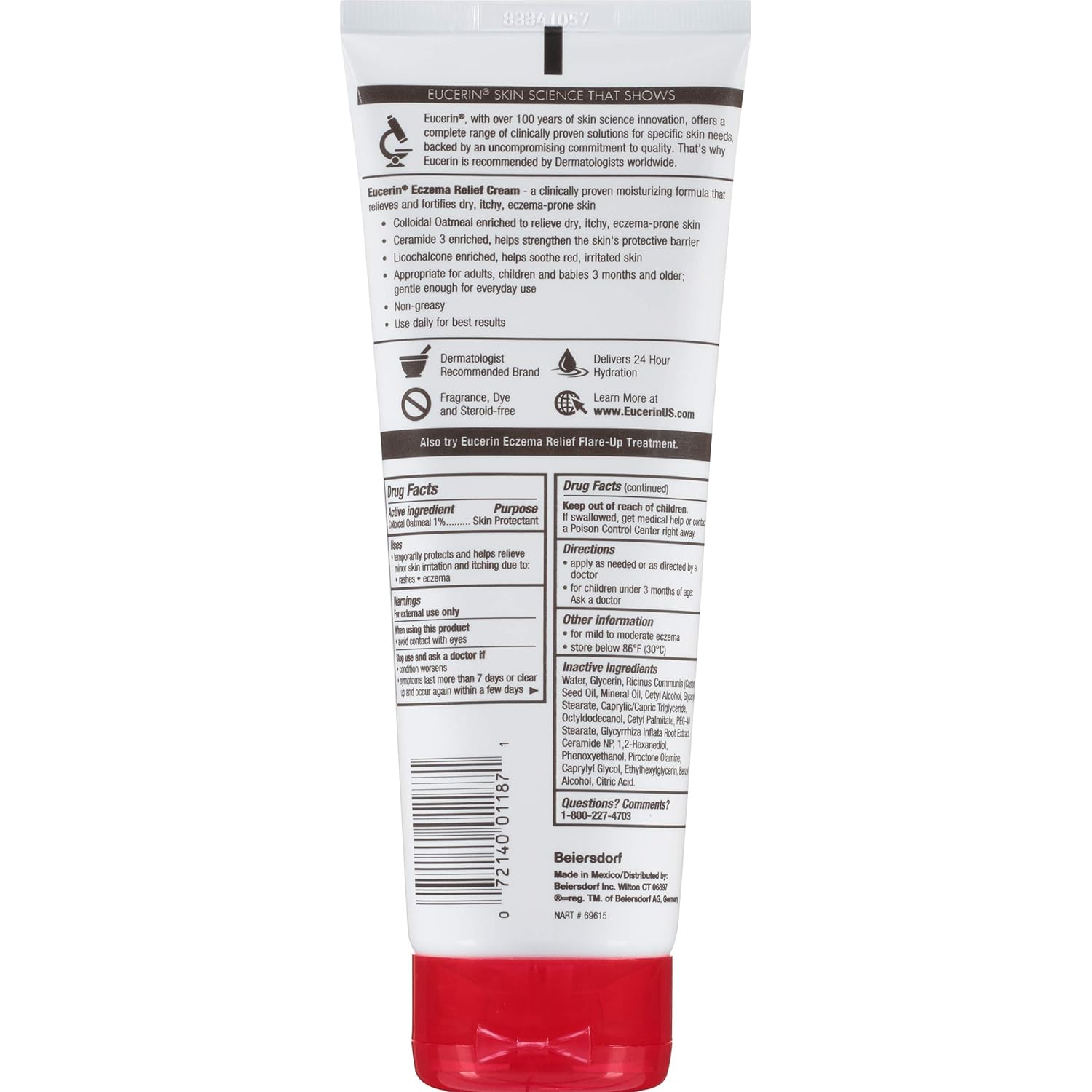 Eucerin Eczema Relief Cream - Full Body Lotion for Eczema-Prone Skin - 8 oz Tube, Pack of 3 : Beauty