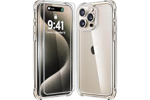 Mkeke for iPhone 15 Pro Max Case Clear, [Not-Yellowing] with 2X Screen Protector, [Military-Grade Drop Protection] Shockproof Protective Phone Cases 2023
