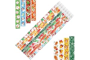 FINGOOO 48 Pieces Christmas Pencils for Kids,Assorted Bulk Xmas Pencils with Erasers in 8 Design Classroom Reward Christmas Party Favor Stocking Stuffers